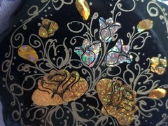 Vintage Hand Made In Russia Lacquered Wooden Brooch Pin