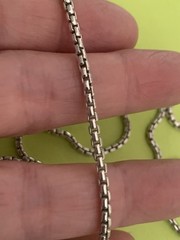 Vintage 925 Italy Sterling Silver Venetian Box Link Chain Necklace 32 In