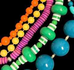 Vtg 1960s – 1980s Jewelry Lot Bright Colorful Bead Enamel Plastic Coconut Shell