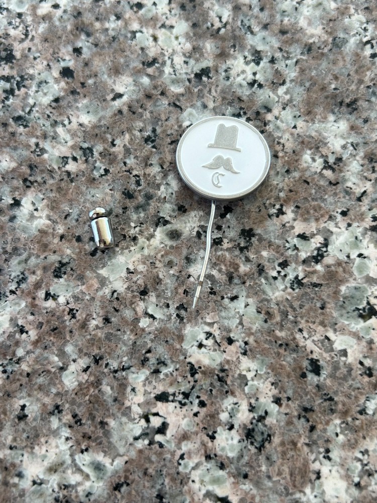 Vintage Style Top Hat & Mustache Stick Pin – Monogram C – Men’s Lapel Accessory