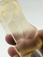 Vintage Lucite Pale Yellow Faceted Bangle Bracelet Pinhole Bubbles 7.5”x1” 41.4g