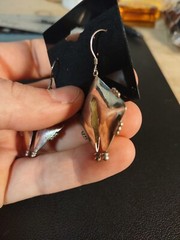 9.6 Grams Sexy Vintage Sterling Silver Native Concho Style Dangle Earrings