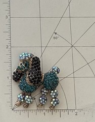 Poodle brooch pin / enamel on metal w/ cystals