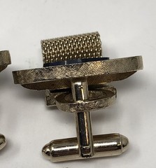Danté Sodalite Cufflinks Blue Stone Gold Tone Mesh Wrap Around – Vintage
