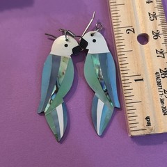 Inlay Pastel Multicolor Mother of Pearl Parrot Tropical Bird Pierced Earrings