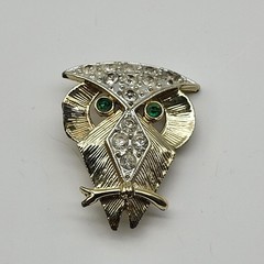 Stunning MCM Owl rhinestone brooch pin Whimsical Nature bird