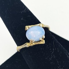 14kt Gold-Filled Vintage Opal Asian Style Bamboo Wrap Ring