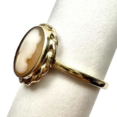 Antique Victorian 10k Yellow Gold Carved Shell Cameo Size 5.75 Ring 2.46g