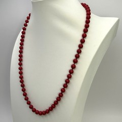 Vintage Monet Bright Red Lucite Bead Single Strand Necklace 25 in