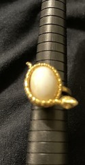 Vintage Gold Tone Snake Serpent Brooch & Ring Set Cabochon Center Ring Sz 8
