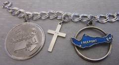 vintage Sterling Silver Enamel State Map Charm Bracelet Souvenir PA MA 7P
