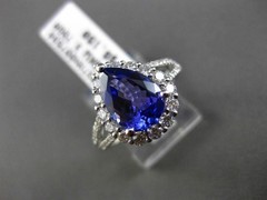 ESTATE 4.46CT DIAMOND & TANZANITE 18KT WHITE GOLD 3D PEAR HALO ENGAGEMENT RING