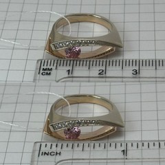 Vintage 14K 585 Rose & White Gold Ring Pink & White CZ Ukraine 6.5 US 5,56 g