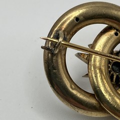 Antique Victorian 14k 18k Gold Love Knot Brooch Starburst Pearl Pin 8g