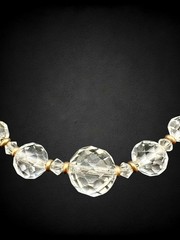 Vintage Cut Rock Crystal Gold Filled Necklace Faceted 6.5mm Beads 17″