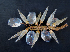 Vtg Rare Frosted Icicle Shape & Faceted Crystals Wired Brooch 4 1/8″ Long