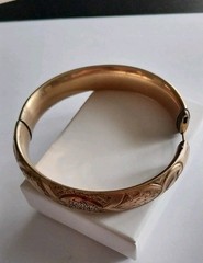 ANTIQUE VICTORIAN EDWARDIAN ART NOUVEAU GOLD FILLED HINGED BANGLE BRACELET 1908