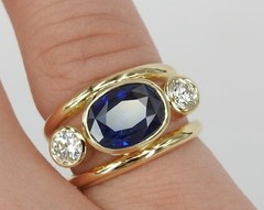 Celestial Genuine Oval Sapphire & Lab Created Diamond Engagement 925 Silver Ring
