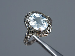 Antique Silver Ring Natural 5.50 ct Aquamarine Victorian Jugendstil Style
