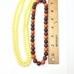 H3 Lot Yellow Orange Brown 70s Resin Acrylic Beaded Boho Hippie retro necklaces