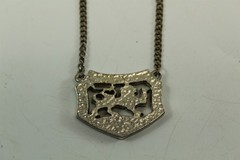 Vintage English Hallmark Lion Pendant Necklace With 16-1/2″ Chain