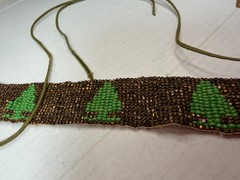 Vintage Necklace Belt Glass Seed Bead Pine Tree Pattern Art Deco Antique 36 in