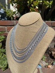 Vintage Layered Silver Tone Multi Strand Necklace Lightweight Slinky