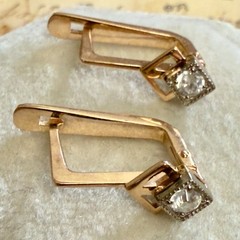 14k 583 Gold Earrings – Vintage East European Soviet USSR Era – #1720