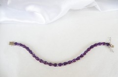 Vintage Sterling Silver 925 Heated African Amethyst Tennis Bracelet 7.5″