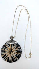 Vintage MERAR Shell Pendant Necklace Sterling Silver 925 Indonesia Statement