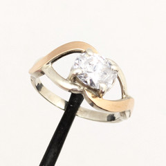 Vintage Luxury RING Silver 925 with Gold Inlay 375 -size: 7.5US (17.5mm)| UA #21