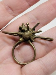 Vintage Brutalist Modernist Brass Abstract Free Form Ring Size 6