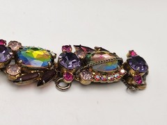 Vintage Juliana D&E Purple Watermelon Heliotrope 5 Link Bracelet Verified