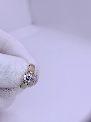 14K Gold Tanzanite Diamond Halo Ring 0.30ct TA 0.16ct D 2.8g
