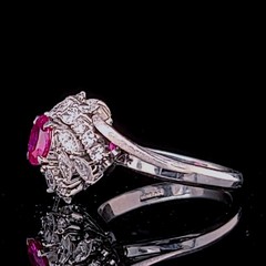 Vintage Platinum Cocktail Ring 1.77CT. Natural Round Cut Pink Sapphire GIA Cert