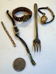 Antique Jewelry lot 1/40 10k Gold & 1/40 12k Gold Watch expandable bracelet Fork
