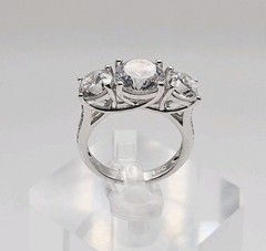 Prime Art & Jewel PAJ Sterling Silver 3.00ct CZ Trilogy Ring Size 5.5