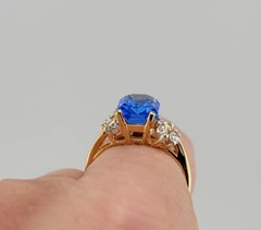 Vtg Sz 8 Ring Blue Clear Cubic Zirconia Beautiful Jewelry Elegant Glam Signed A