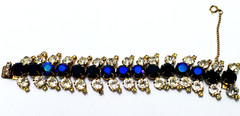 VTG Hobé Elegant Bracelet w/Clear, Blue & Black Jewels in Gold-plated Setting