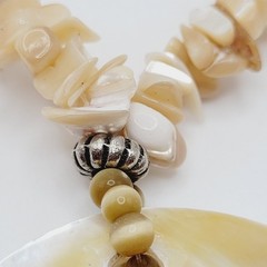 Natural Polished Shell Pendant MOP Abalone Irregular Chip Strand Vtg Necklace