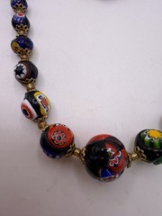 Murano Millefiori Bead Necklace Knotted Graduated Venetian Glass 25 In Vtg Italy
