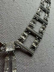 Delicate 1920s Art Deco Platinon Crystal Drop Necklace