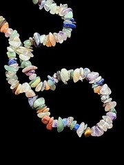 Multicolor Mixed Gemstone Chip Necklace 17″ Long Layering Shiney Colorful Stone