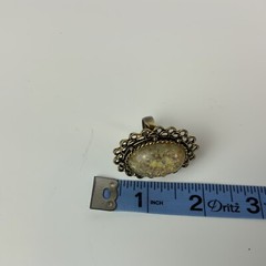 Vintage Brass Tone Chunky Lucite Glitter Crackle Ring One Size Fits All