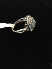 Vintage Sterling Silver Hexagon Diamond Baguettes & Rounds Ring Size 7