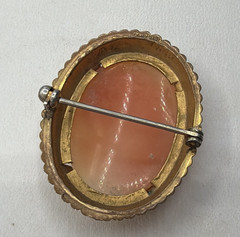 Vintage Gold Filled Shell Cameo Brooch – Carved Lady Portrait Pin