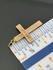 ATQ 1915 Rose Gold Filled Cross Pendant Yellow Gold Flower Accents 1.25″ ANNA