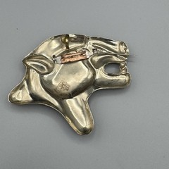 Vtg Cougar Panther Head Hecho en Mexico Mixed Metal Brooch Pendant 3.5″ 1990s