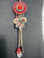 Vintage Neiger Brothers Style Necklace Glass Medallion Tassel 1930s Elegant