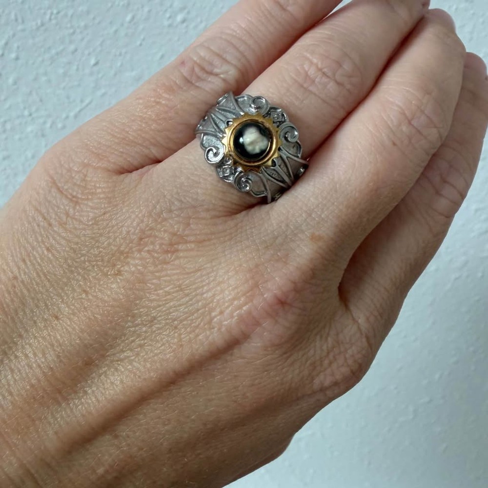 Stainless Steel Two Tone Nativity Stone Ring Michael Anthony Size 7